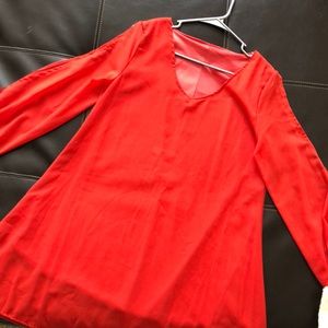 Bright Red Open Sleeve Dress.